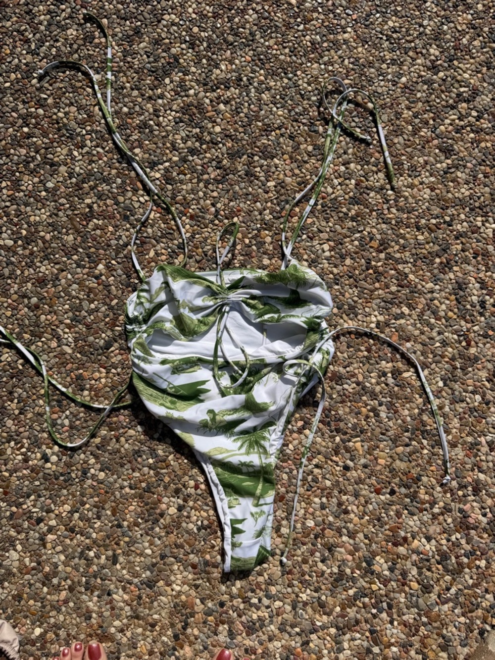 HIGH NOON 
 Green Palm-Print One Piece Swimsuit